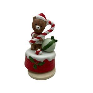 Brinnco Porcelain Christmas Music Box Bear Jingle Bells